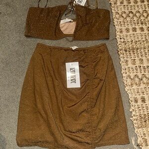 12th Tribe Brown Skirt Set